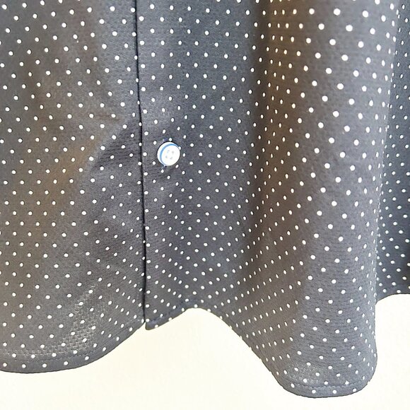 Mizzen + Main Performance Shirt XXL Blue White Dot Trim FIt Button Front SS - Picture 3 of 9